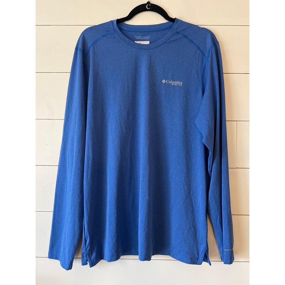 Columbia PFG terminal tackle sun protection fishing longsleeve shirt blue med